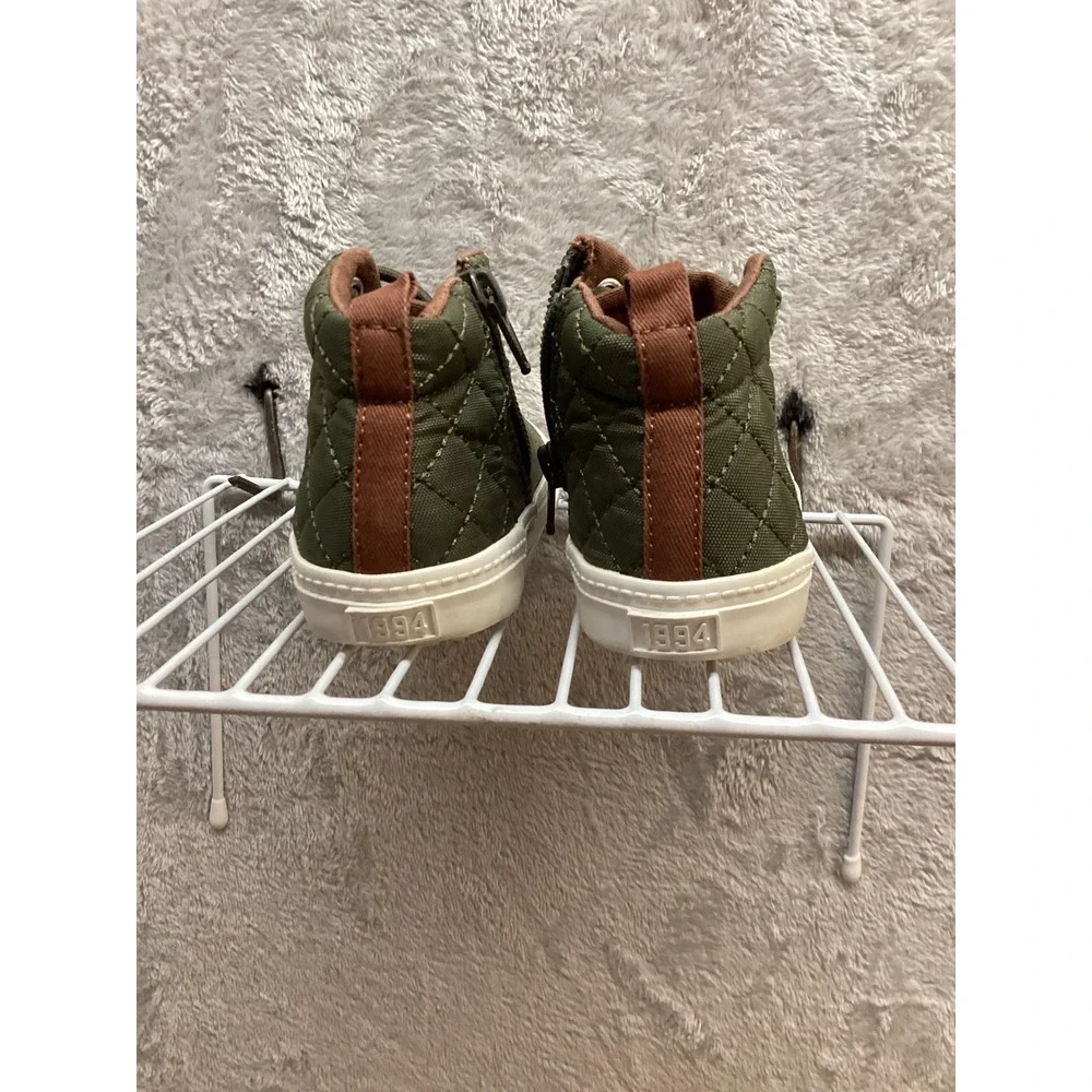 Old Navy Kids Green‎ Canvas High Top Sneakers Side Zip Lace Up Size Toddler 7